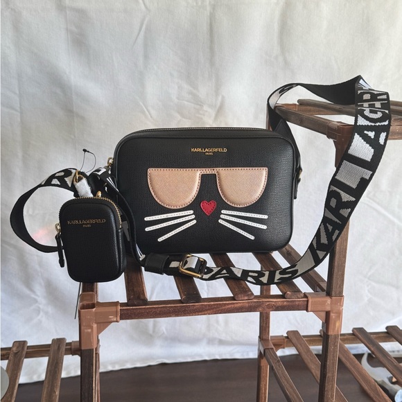 Karl Lagerfeld Black Cat Face Crossbody Bag - Picture 2 of 4
